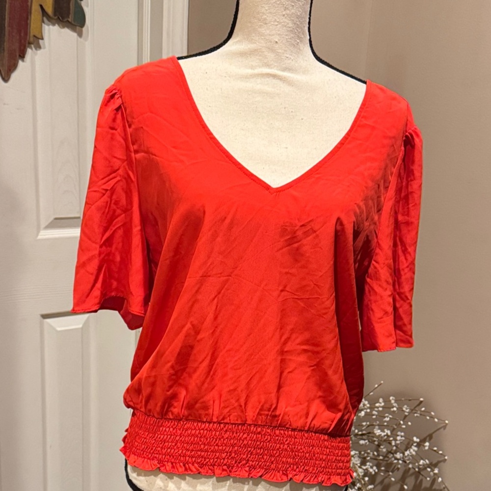Women's V-Neck Red Top